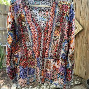 Johnny Was Bohemian floral blouse.